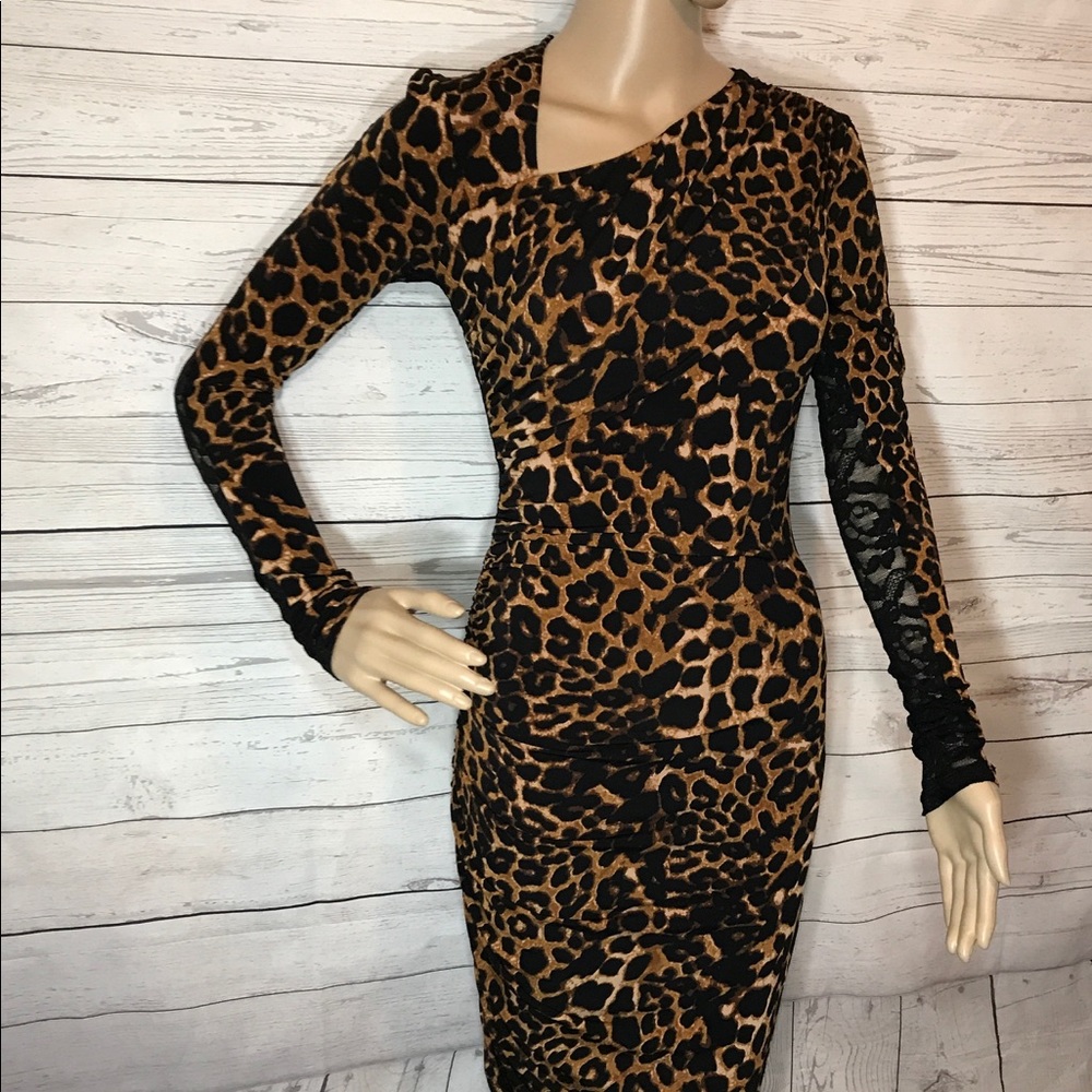 Sexy Bodycon Animal Print Lace Dress